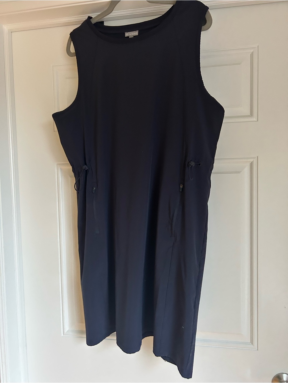 Talbots Navy Sleeveless Drawstring Shift Dress